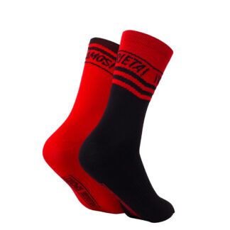 calcetines de deporte Rojo y negro Vamos Aprieta mockup